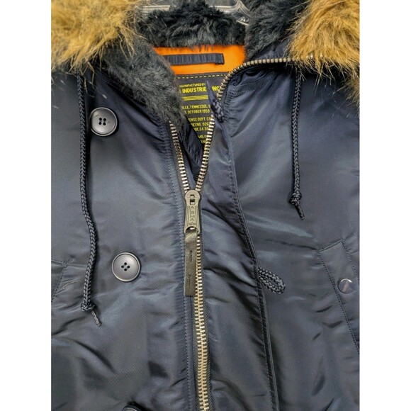 Alpha Industries N-3B Slim Fit Parka Mens XS US Army Jacket Blue MJN31210C1 NEW - Picture 4 of 16